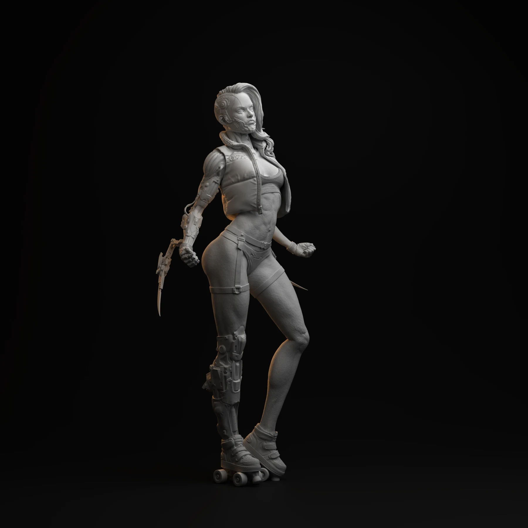 Full dynamic posture on custom high-speed roller skates with mechanical chassis